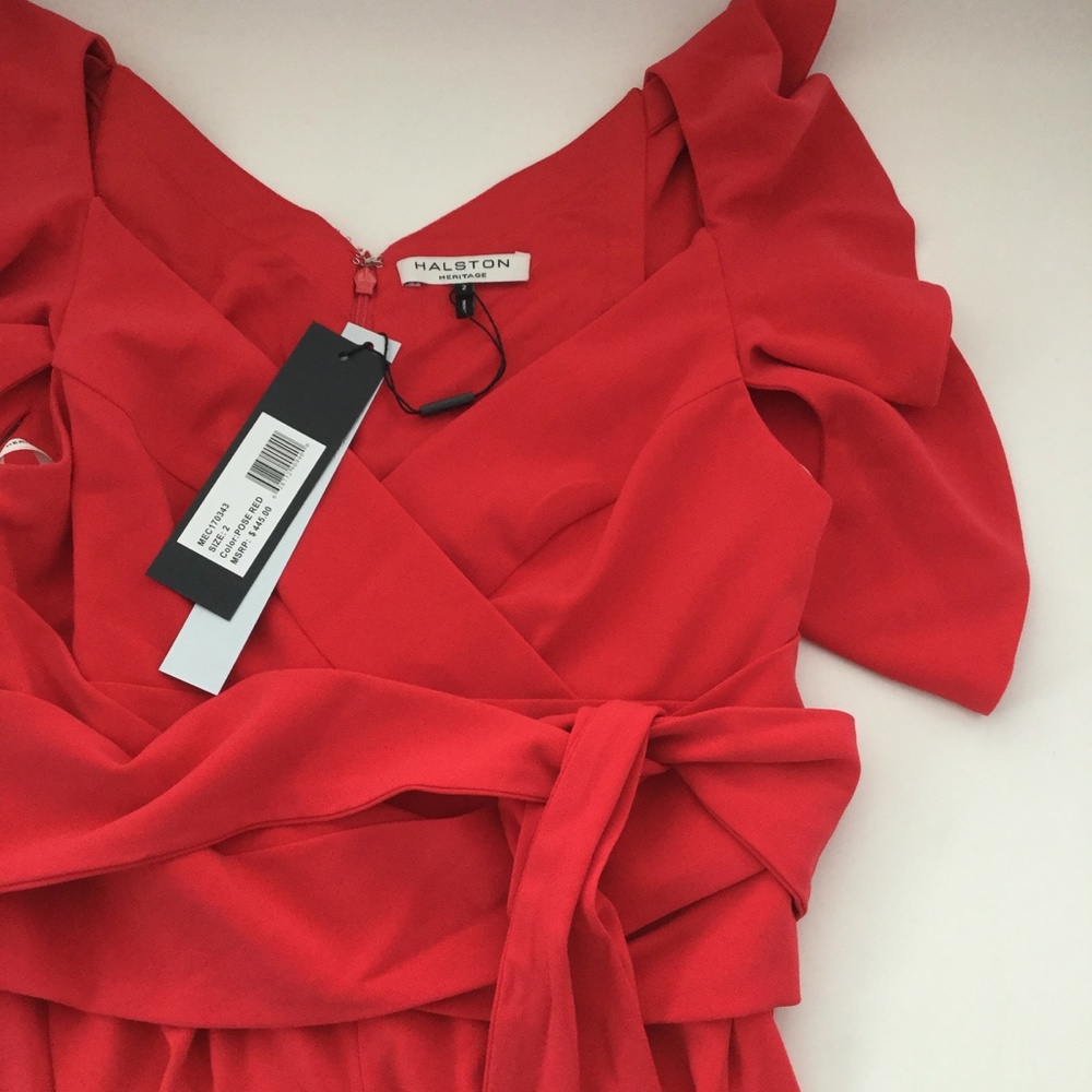 HALSTON HERITAGE Cold Shoulder Ruffled Jumpsuit - Picture 5 of 7